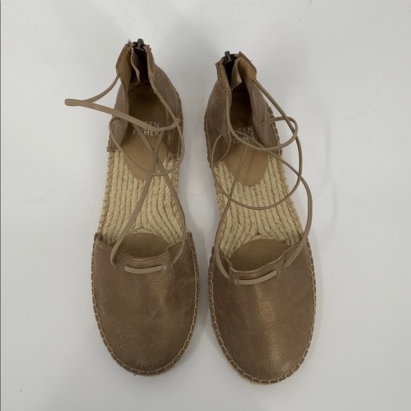 Eileen Fisher Lace-up Espadrille Shoe bronze strappy metallic flat new 8.5